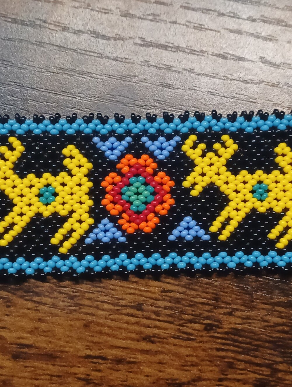 Huichol Native American Tribe Beaded Bracelet from Mexico - Picture 2 of 2
